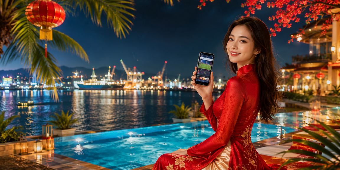 Người phụ nữ mặc áo dài tại Hải Phòng theo dõi kết quả cá cược thể thao trực tuyến