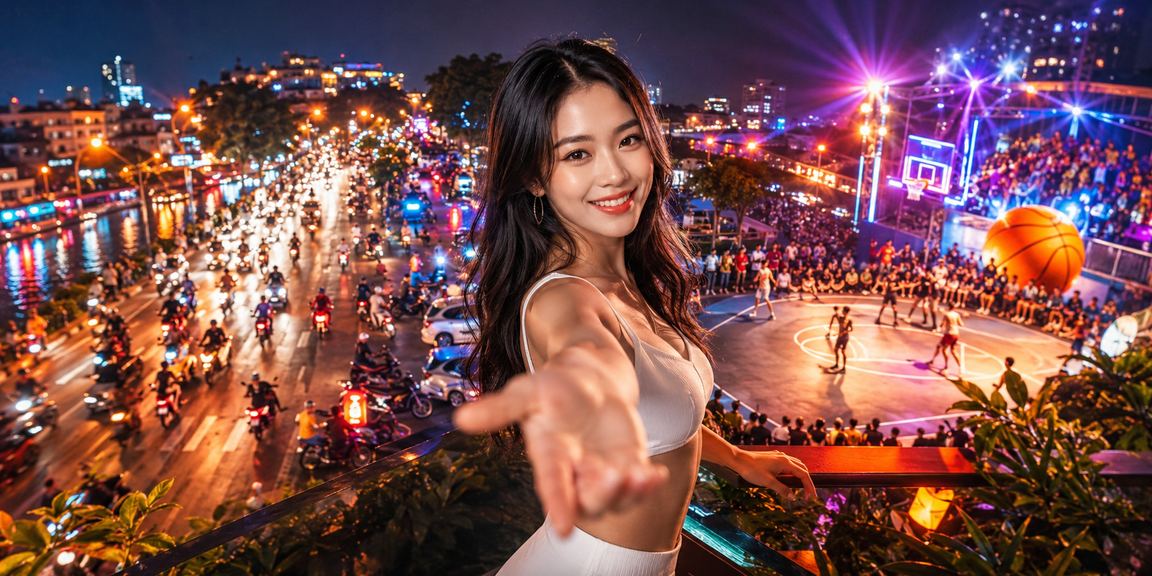 Người chơi tại chợ đêm Hà Nội theo dõi cá cược bóng rổ trực tuyến trên điện thoại
