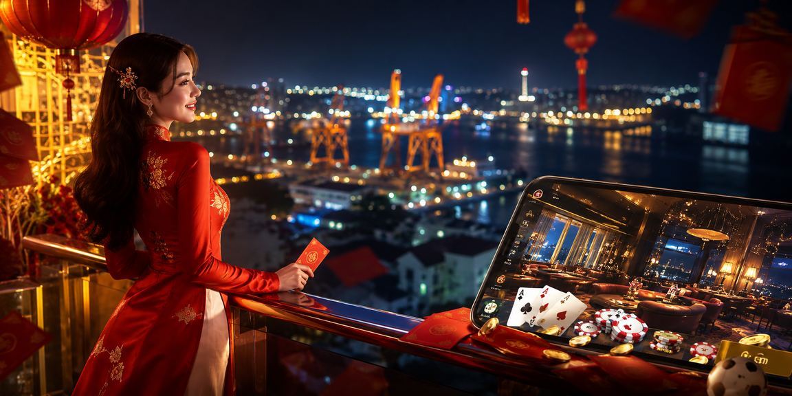 Người chơi tại Vũng Tàu tham gia game bài trực tuyến với trang phục áo dài truyền thống